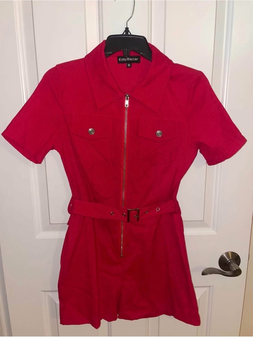 NWOT Red Corduroy Belter Romper Size XS